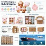 Kawaii animal plush doll set for custom retail and oem plush collections design detail