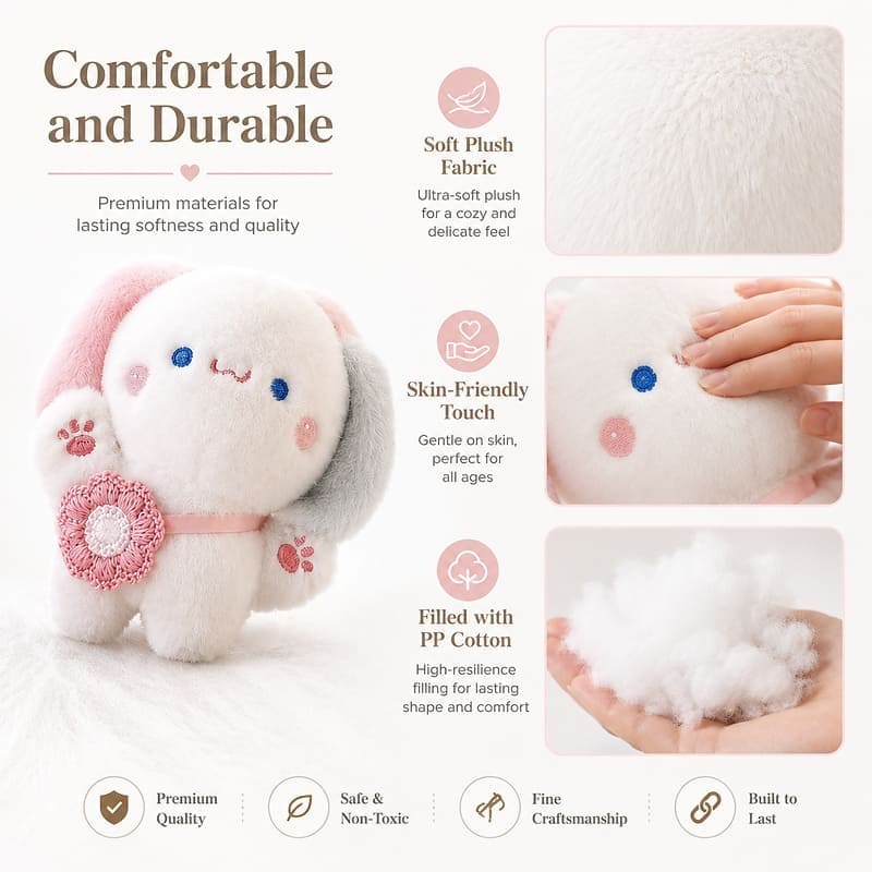 Kawaii animal plush doll set for custom retail and oem plush collections size reference