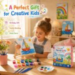 Landscape canvas painting kit for kids stitching detail