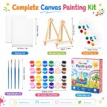 Landscape canvas painting kit for kids front side back view