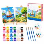 Landscape canvas painting kit for kids front view