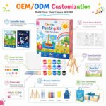 Landscape canvas painting kit for kids embroidered detail