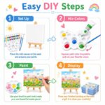 Landscape mini canvas painting kit with easels size reference