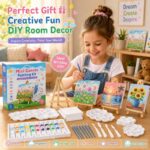 Landscape mini canvas painting kit with easels stitching detail