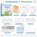 Landscape mini canvas painting kit with easels front side back view