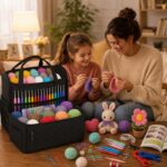 Large black crochet kit for beginners stitching detail