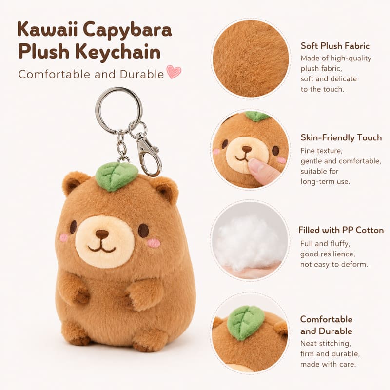 Capybara plush keychain size reference