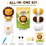 Lion amigurumi crochet kit for beginners front side back view