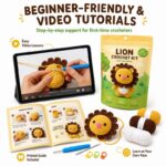 Lion amigurumi crochet kit for beginners size reference