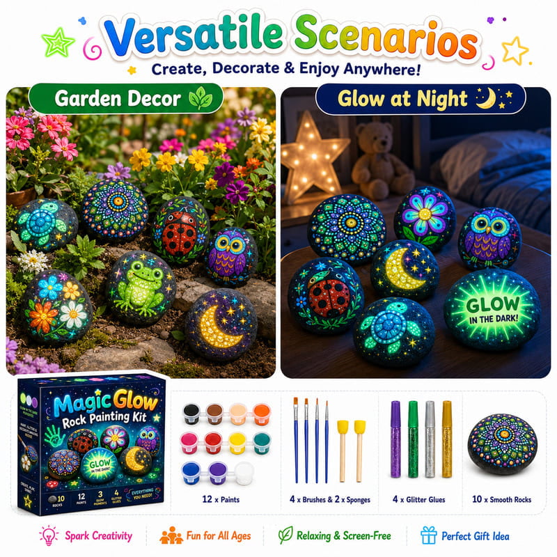 Magic glow-in-the-dark rock painting kit – wholesale oem/odm kids craft set embroidered detail