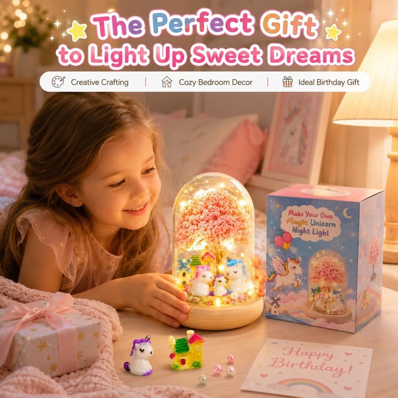 Make your own unicorn night light kit for kids – wholesale oem/odm craft gift set front side back view