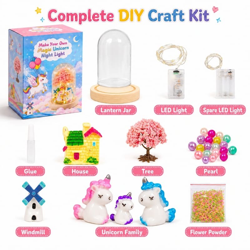 Make your own unicorn night light kit for kids – wholesale oem/odm craft gift set size reference