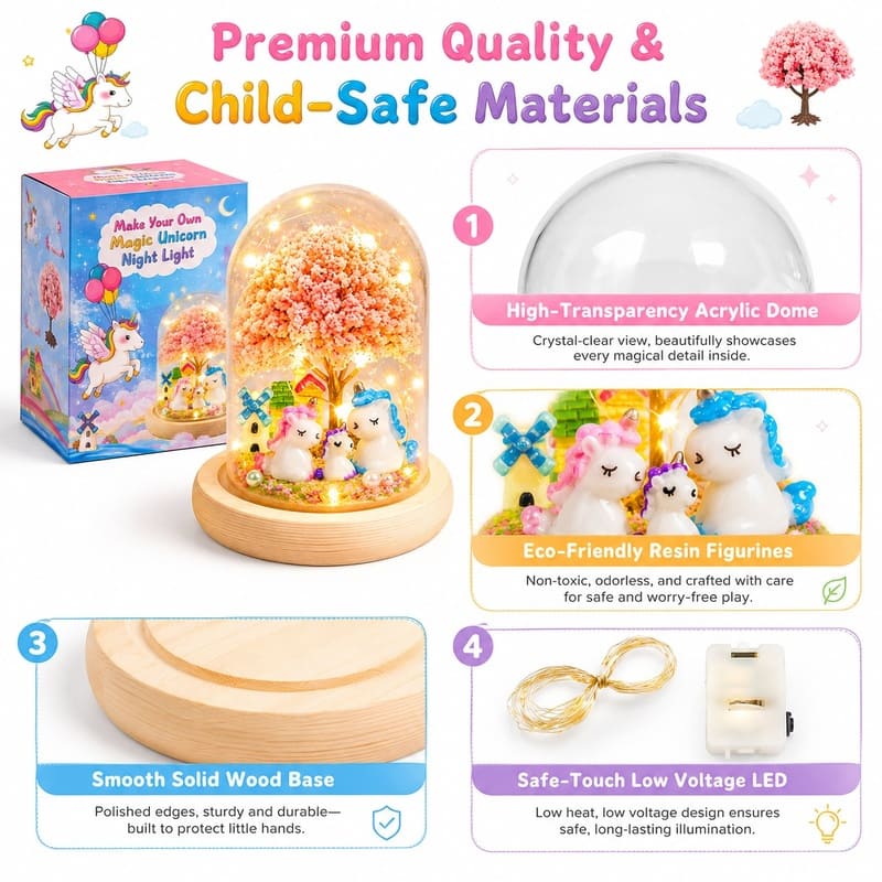 Make your own unicorn night light kit for kids – wholesale oem/odm craft gift set embroidered detail