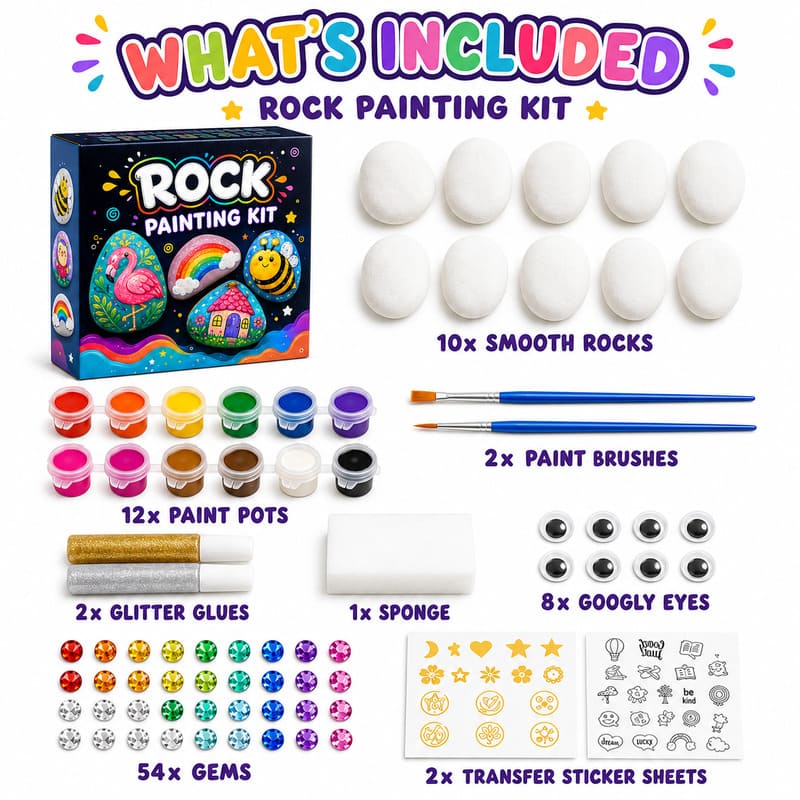 Mandala rock painting kit for kids – wholesale oem/odm kids craft set front side back view
