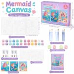 Mermaid paint by numbers kit for kids front side back view