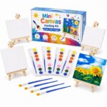 Mini canvas painting kit with easels front view