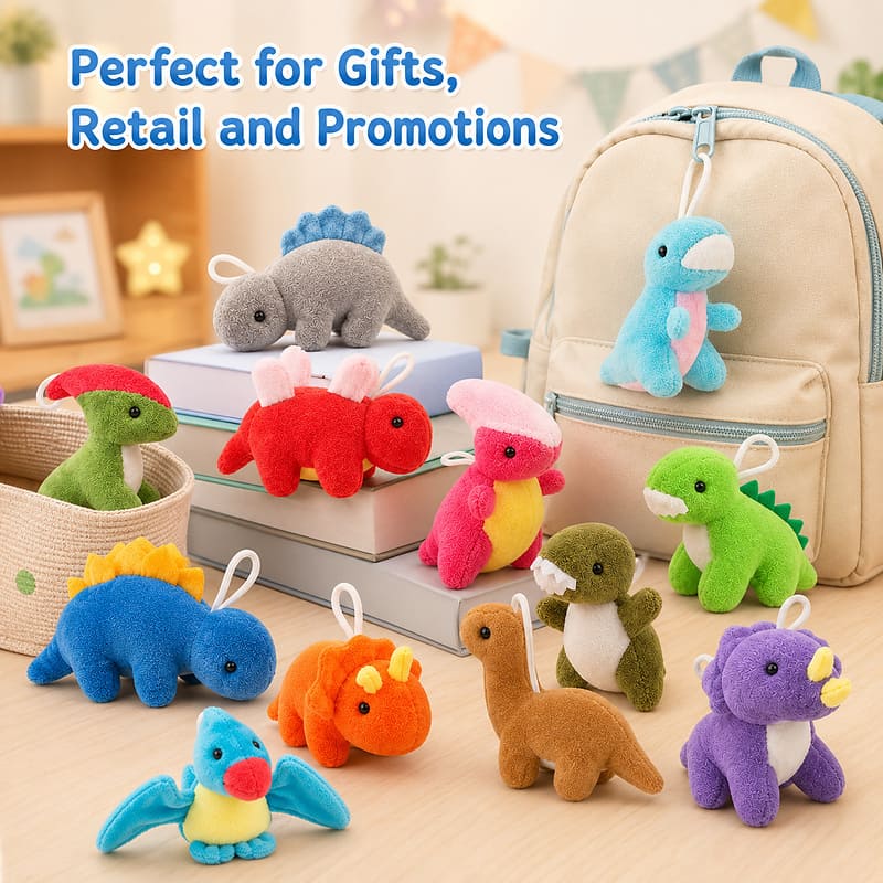 Mini dinosaur plush toy collection stitching detail