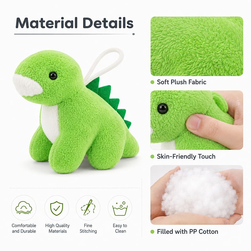 Mini dinosaur plush toy collection size reference
