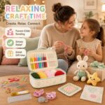 Mint floral crochet kit with storage case stitching detail