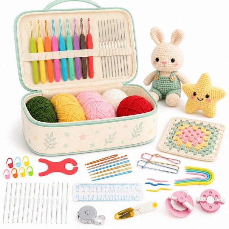 Mint Floral Crochet Kit with Storage Case for Wholesale OEM/ODM Yarn Craft Programs