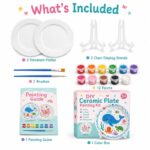 Ocean animal ceramic plate painting kit front side back view