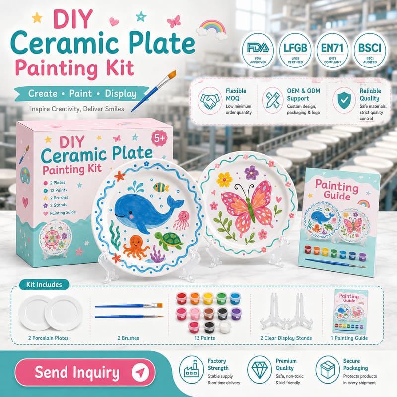 Ocean animal ceramic plate painting kit design detail
