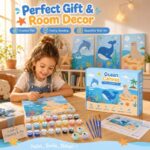Ocean animal paint by numbers kit for kids stitching detail