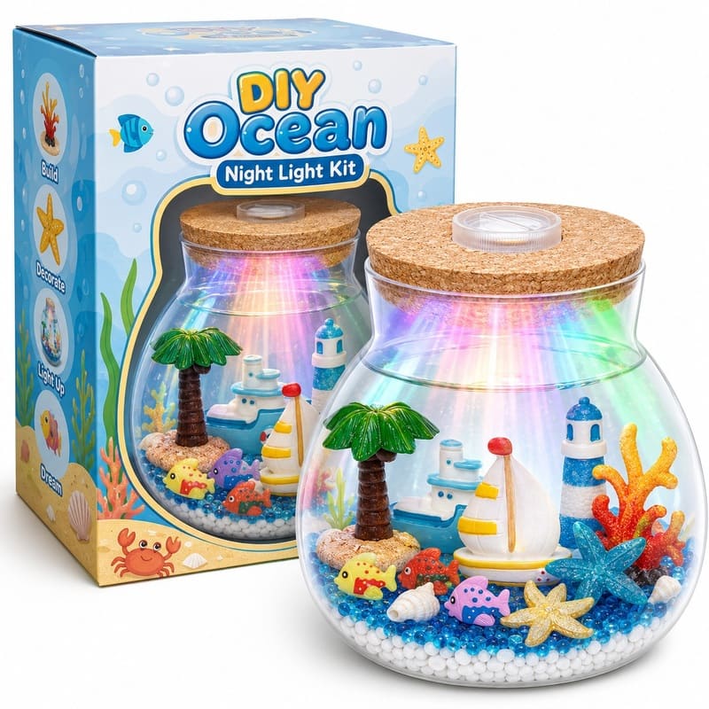 Ocean light up terrarium kit for kids – wholesale oem/odm craft gift set front view