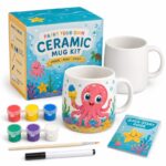 Octopus ceramic mug painting kit front view