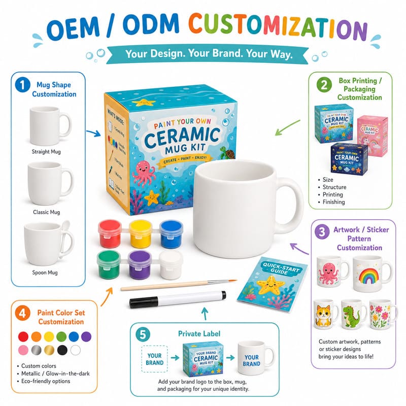 Octopus ceramic mug painting kit embroidered detail