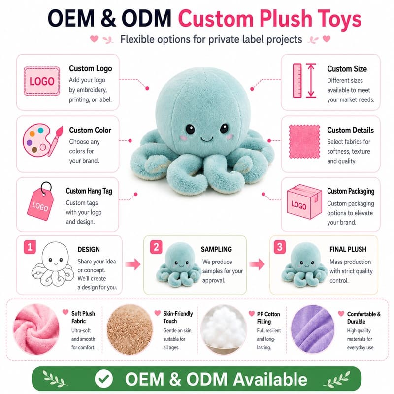Octopus plush toy design detail