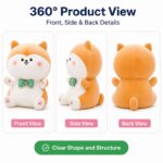 Orange cat plush toy front side back view
