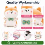 Orange cat plush toy embroidered detail