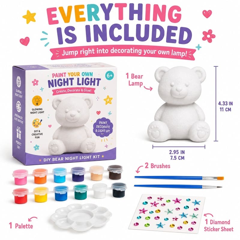 Paint your own bear lamp kit for kids – wholesale oem/odm craft gift set size reference