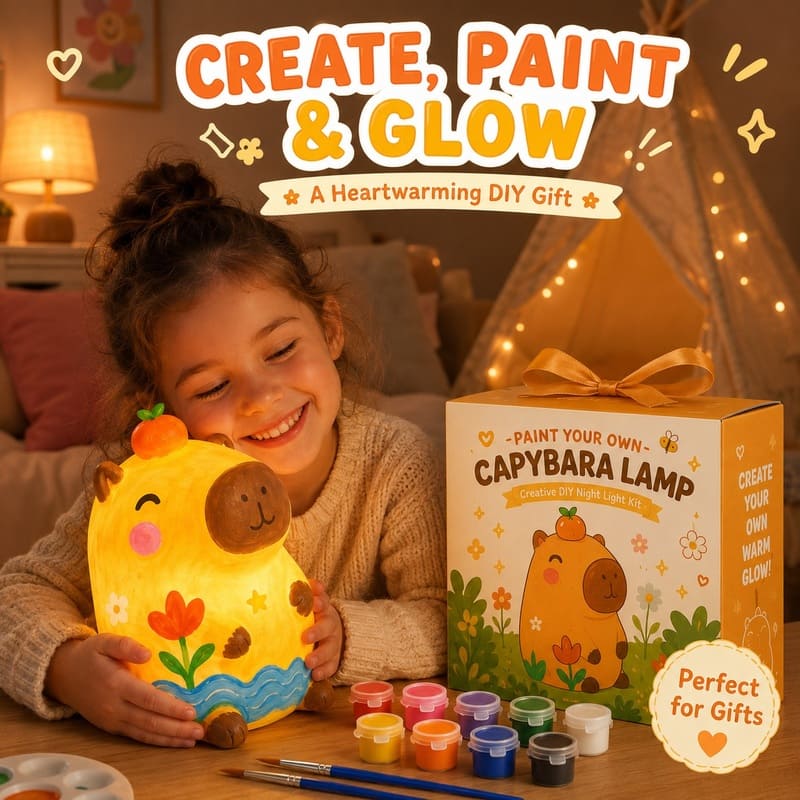 Paint your own capybara lamp kit for kids – wholesale oem/odm craft gift set front side back view