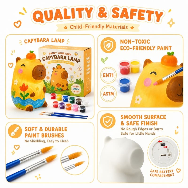 Paint your own capybara lamp kit for kids – wholesale oem/odm craft gift set embroidered detail