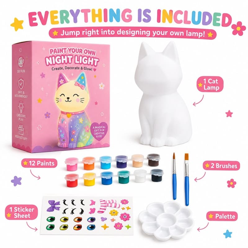 Paint your own cat lamp kit for kids – wholesale oem/odm craft gift set size reference