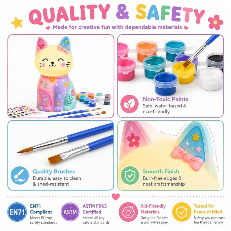 Paint your own cat lamp kit for kids – wholesale oem/odm craft gift set embroidered detail