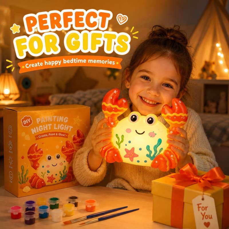 Paint your own crab lamp kit for kids – wholesale oem/odm craft gift set front side back view