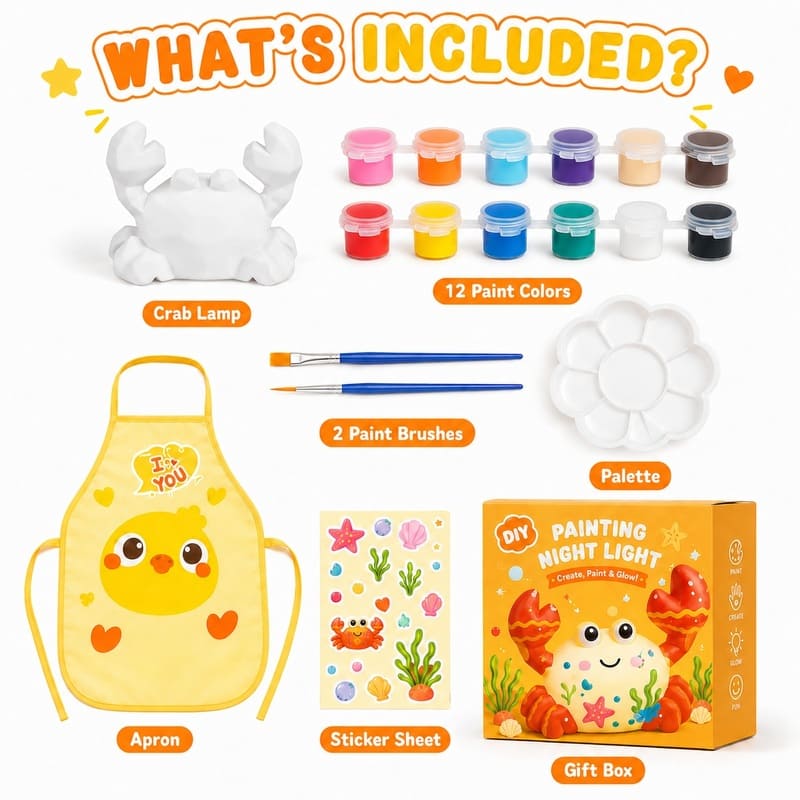 Paint your own crab lamp kit for kids – wholesale oem/odm craft gift set size reference