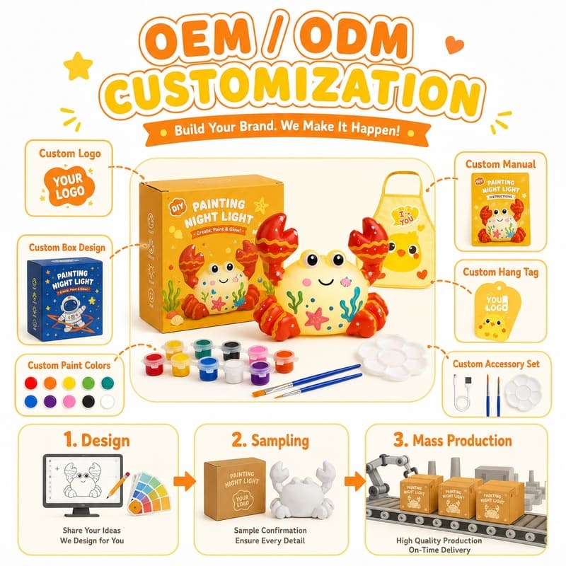 Paint your own crab lamp kit for kids – wholesale oem/odm craft gift set design detail