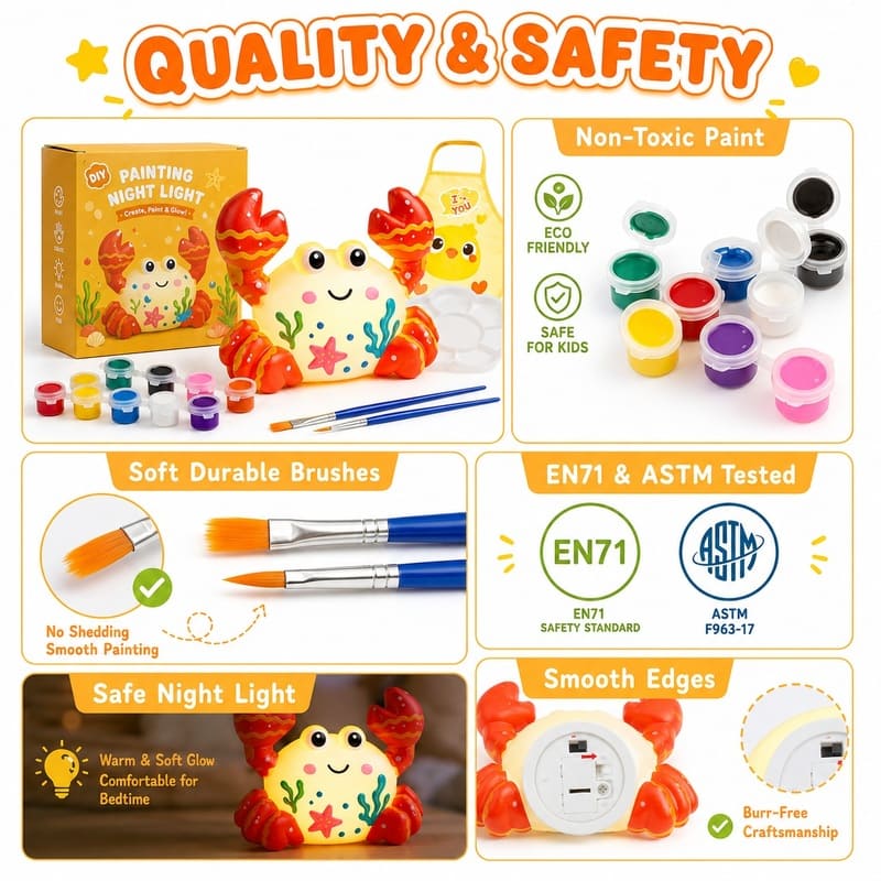 Paint your own crab lamp kit for kids – wholesale oem/odm craft gift set embroidered detail