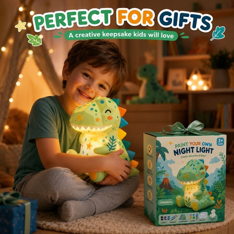 Paint your own dinosaur lamp kit for kids – wholesale oem/odm craft gift set front side back view