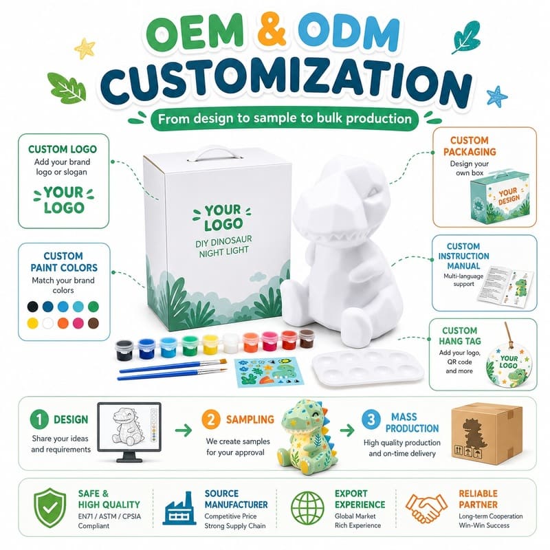 Paint your own dinosaur lamp kit for kids – wholesale oem/odm craft gift set design detail