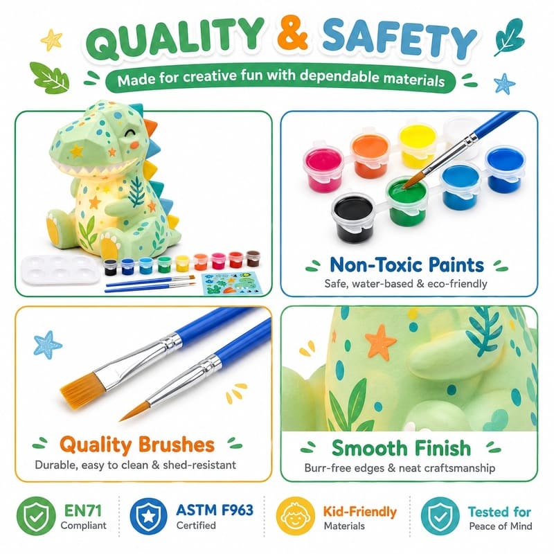 Paint your own dinosaur lamp kit for kids – wholesale oem/odm craft gift set embroidered detail
