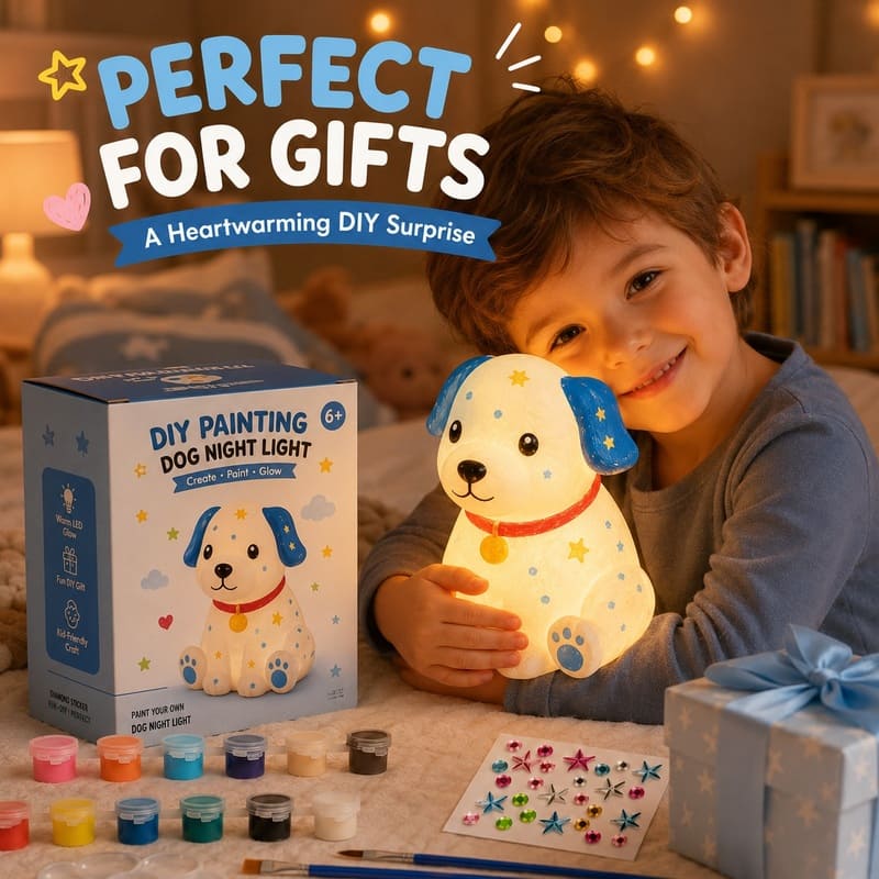 Paint your own dog lamp kit for kids – wholesale oem/odm craft gift set front side back view