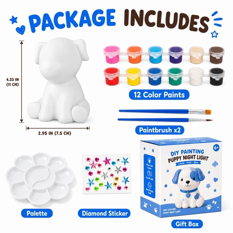 Paint your own dog lamp kit for kids – wholesale oem/odm craft gift set size reference