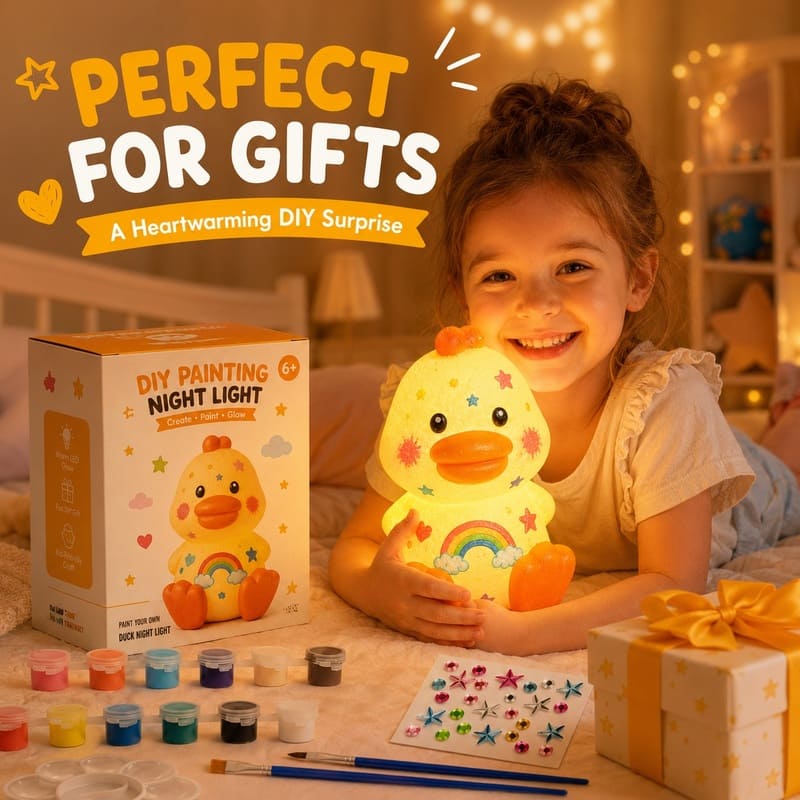 Paint your own duck lamp kit for kids – wholesale oem/odm craft gift set front side back view