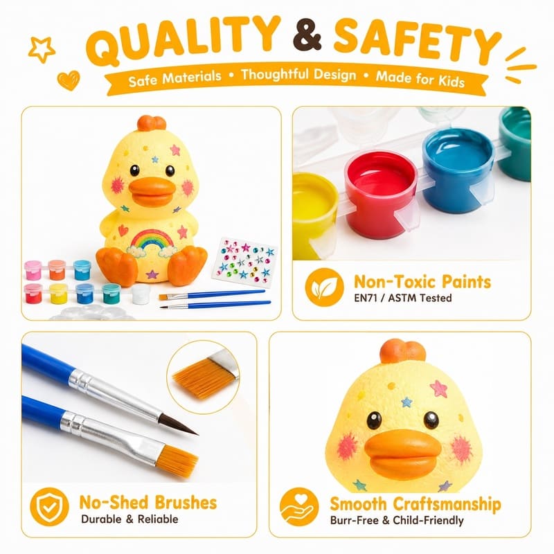 Paint your own duck lamp kit for kids – wholesale oem/odm craft gift set embroidered detail