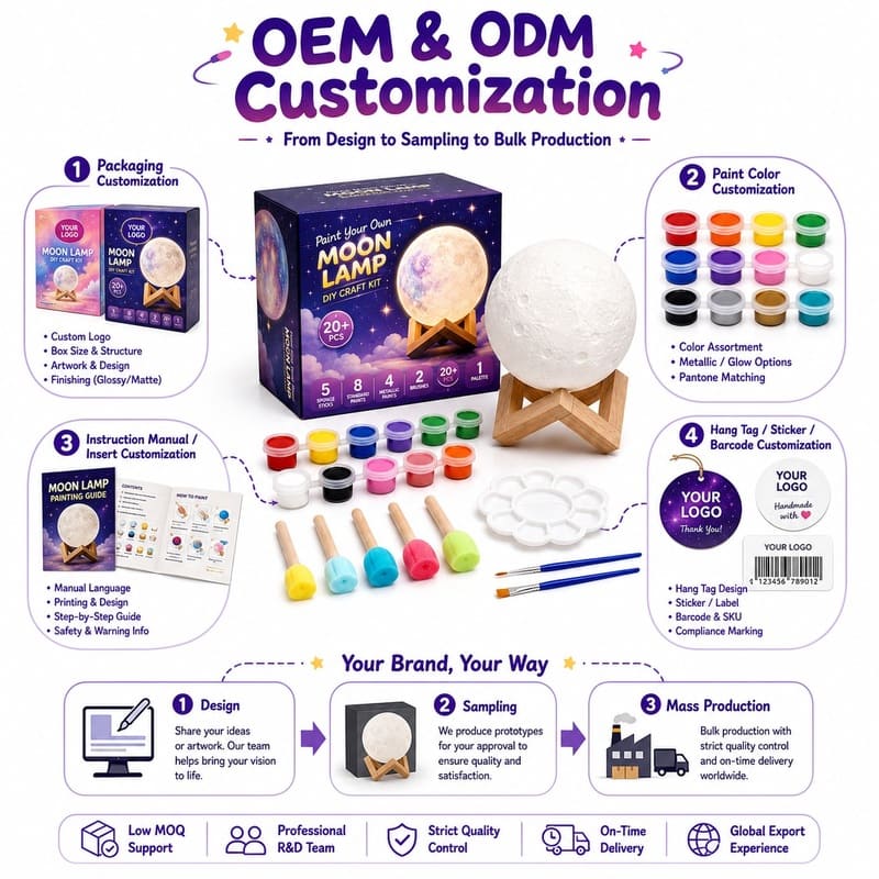 Paint your own galaxy moon lamp kit for kids – wholesale oem/odm craft gift set design detail